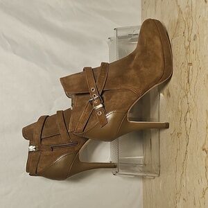 WHBM White House Black Market Womens Brown Suede Leather Booties 8M